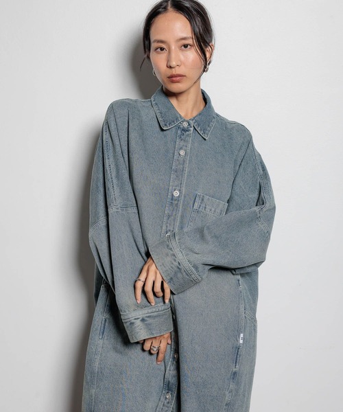 HEREIAM ワンピース 「HEREIAM」コクーンデニムシャツワンピース