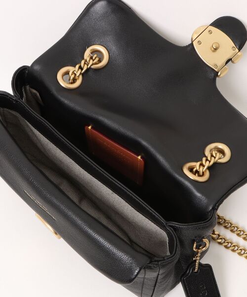 【美品】coach、コーチ、ブラックレザーキルティングゴールドショルダーバッグ COACH（コーチ） ショルダーバッグ バッグ タビー ショルダー バッグ