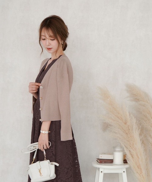 ニット ニット カーディガン ビジューボタン Le Reve Vaniller Zozotown Yahoo 店 通販 Yahoo ショッピング