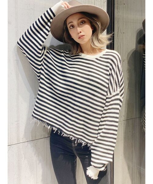 GYDA（ジェイダ） ニット ダメージワッフルドルマンニット TOPS