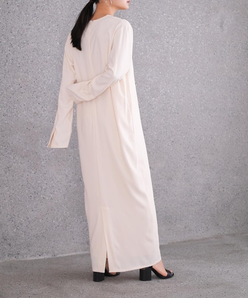 AKTE（アクテ） ドレス ディープVネックサッシュベルトワンピース