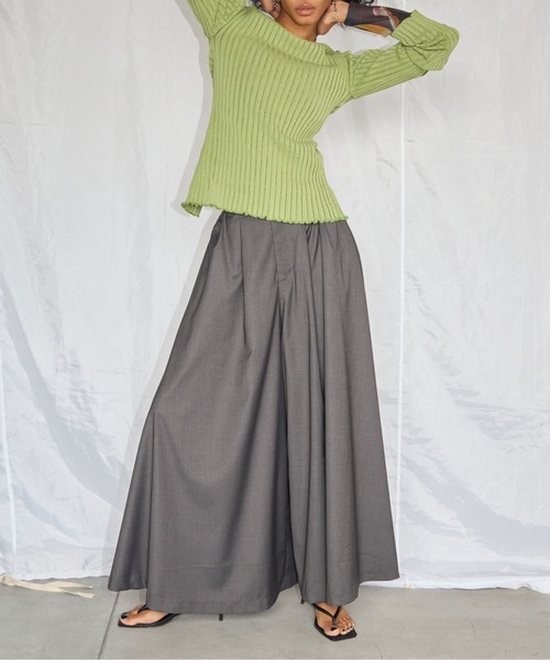 JOSE MOON ニット セーター BACK SLIT SHEER KNIT TOPS/バック