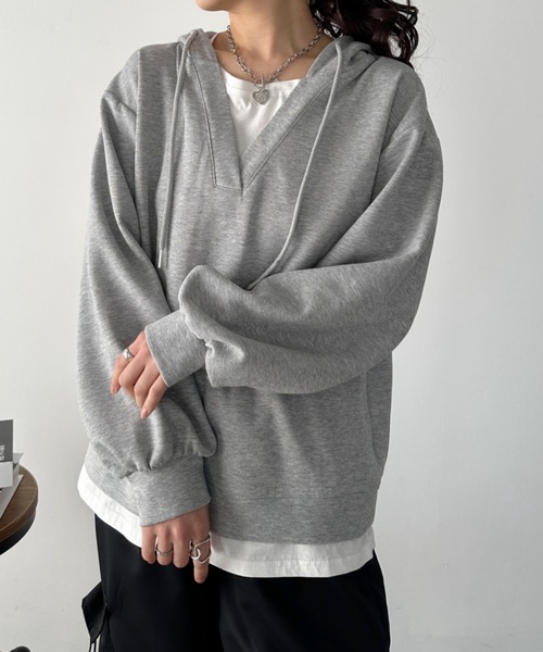美品✨エンフォルド スウェット ドッキング プルオーバー レイヤード トレーナー スウェット トレーナー フロント刺繍 クルーソックス トップス