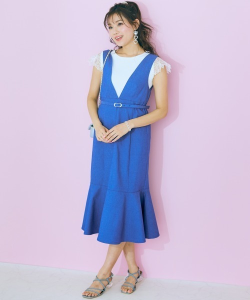 marun ニット セーター 「大きいサイズ」 袖レースデザイン