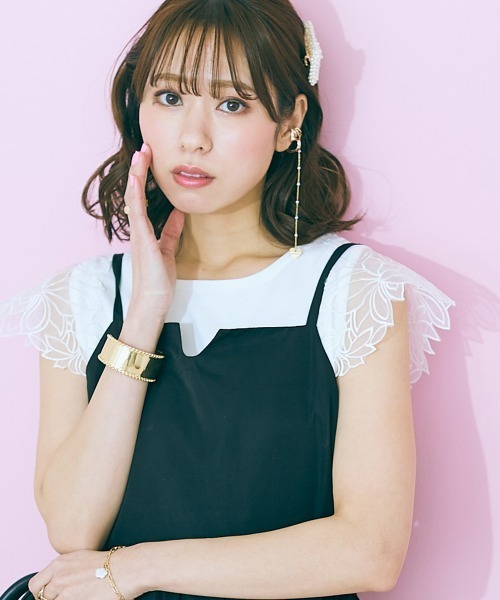 marun ニット セーター 「大きいサイズ」 袖レースデザイン