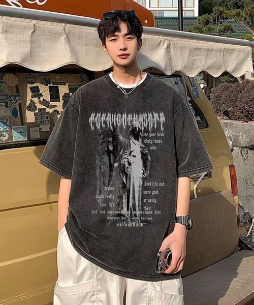 VIBGYOR tシャツ ピグメントプリントTEE(BL) メンズ レディース