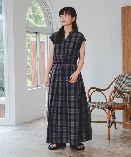Flammeum 　ワンピース BEAMS HEART ワンピース ギンガムチェック スキッパー フレア