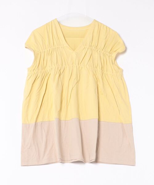 tシャツ キッドブルー -２４バイカラー天竺 -フレンチスリーブトップス -KRWN165 -kidblue レディース