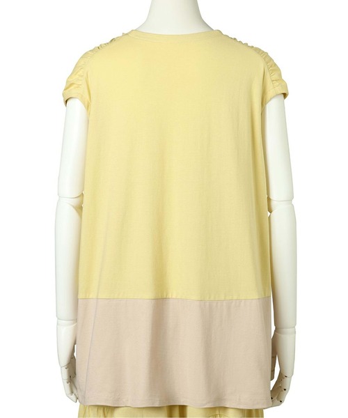 tシャツ キッドブルー -２４バイカラー天竺 -フレンチスリーブトップス -KRWN165 -kidblue レディース