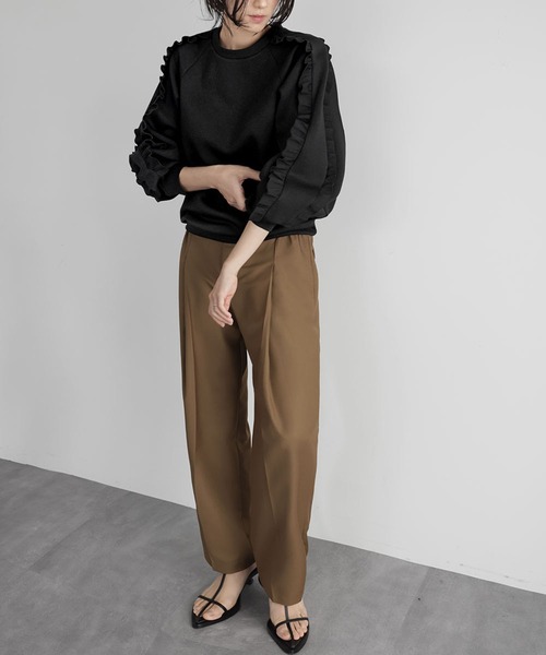 【新品未使用タグ付】 ノーブル 袖口フリルプルオーバー ニット クルーネック URBAN RESEARCH Sonny Label（アーバンリサーチサニーレーベル）の