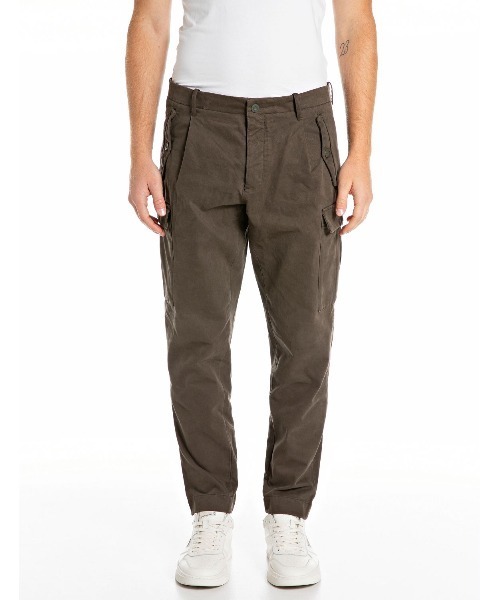 REPLAY カーゴパンツ リラックステーパードブラッシュコットンツイル