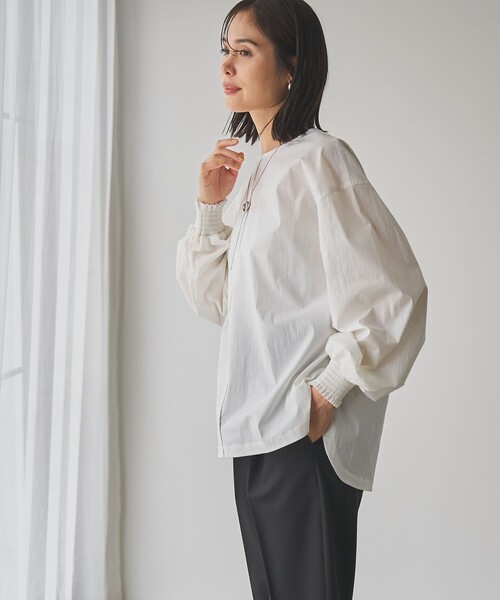 ビアズリー コットンバルーンスリーブブラウス オフホワイト白 CELERI