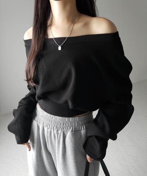 トップス Off shoulder sweat tops M me eme me+em select（ミームセレクト） トレーナー スウェット 「 2color