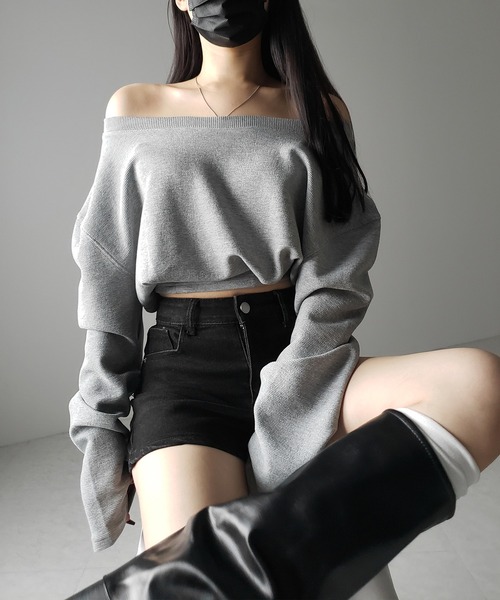 トップス Off shoulder sweat tops M me eme me+em select（ミームセレクト） トレーナー スウェット 「 2color