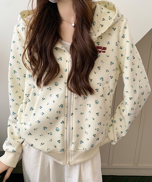 HALEY PESCA パーカー HALEY PESCA/フラワープリント ダブルジップ