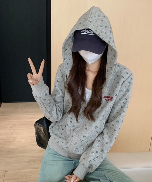 HALEY PESCA パーカー HALEY PESCA/フラワープリント ダブルジップ