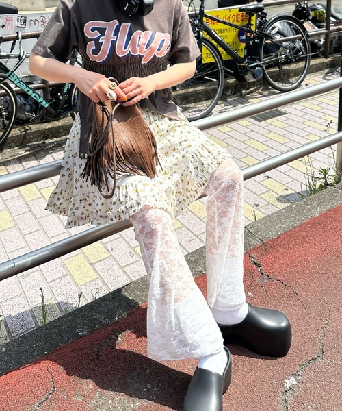 レースパンツ ワイド 透け感 美シルエット レトロ感 L1614 レースパンツ ワイド 透け感 美シルエット レトロ感 L1614