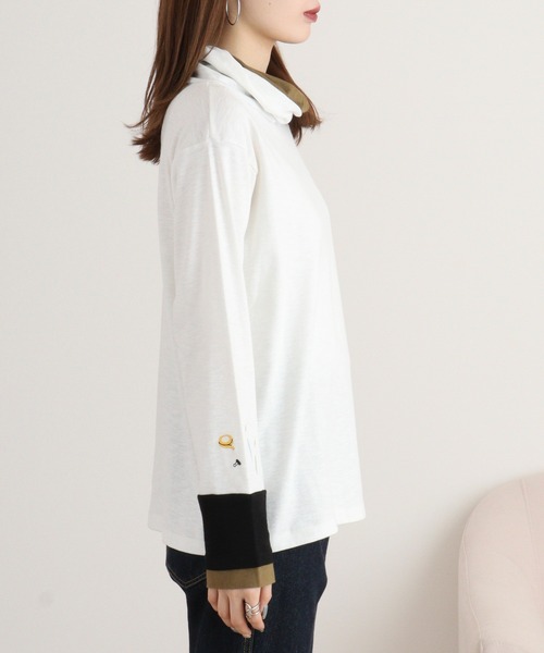 tシャツ EMAGO 画材刺繍袖切替えタートル レディース 楽天市場】画材刺繍袖切替えタートル emago ナチュラル