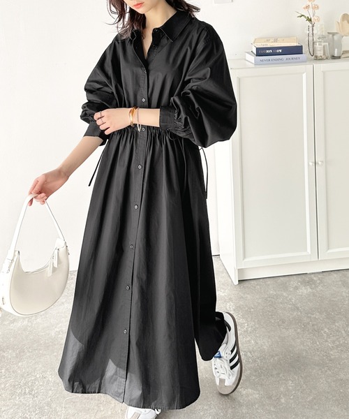 LOEFF ブラック 長袖 シャツワンピース classicalelf（クラシカルエルフ） ワンピース これ一枚でアウター