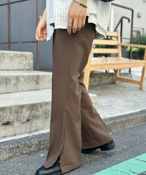 link lot スラックス ベーシックスリットフレアスラックス メンズ