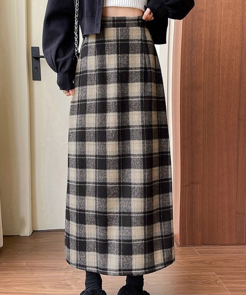BALENCIAGA デニム×チェック柄 タイトスカート miniministore（ミニミニストア） ロング スカート チェック柄タイト