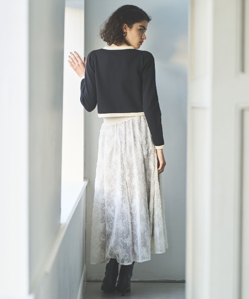 AND COUTURE スカート ウエストリブスパンコール刺しゅうレース AND COUTURE スカート ウエストリブスパンコール刺しゅうレース