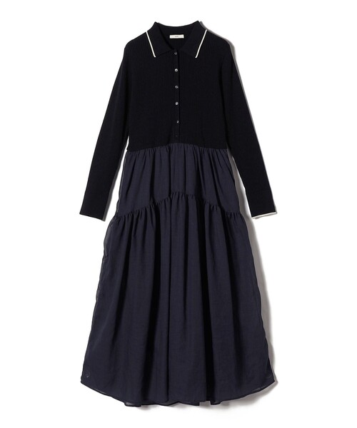 SHIPS（シップス） ワンピース 「手洗い可能」ポロ 衿 シアー
