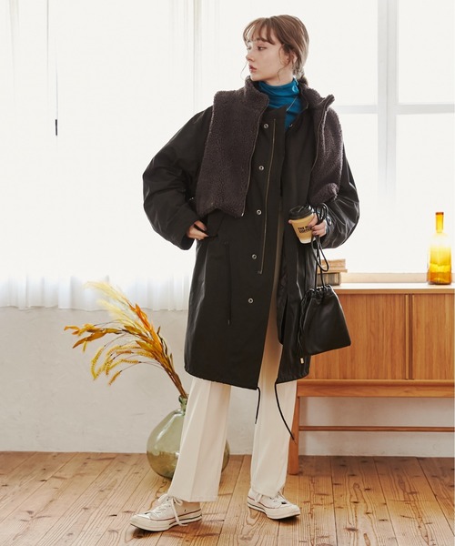 あきマルチウェイモッズコート　ブラック　ベスト付き あき様専用マルチウェイモッズコート ブラック ベスト付き - メルカリ