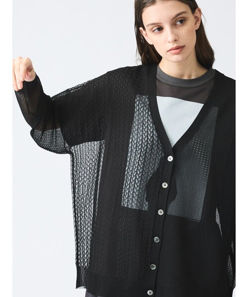 mizuiroind ニットカーディガン mizuiroind カーディガン mizuiro ind パターン編みVネック
