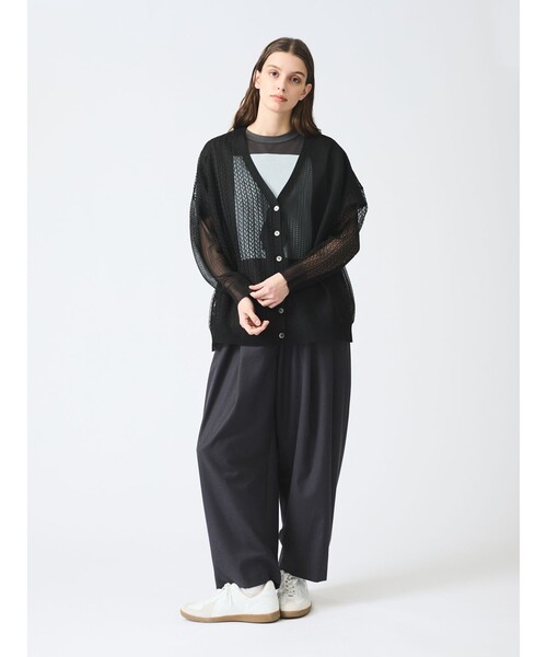 【美品】mizuiroind アシンメトリー ブークレ ニット カーディガン mizuiro ind - 【美品】mizuiroind アシンメトリー ブークレ