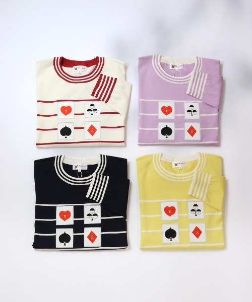 Picone CLUB ニット セーター トランプモチーフボーダーニット