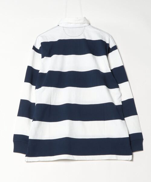 美品 ラグビー ラルフローレン ストライプ ポロシャツ RUGBY ストライプド コットン ジャージー ラグビー シャツ