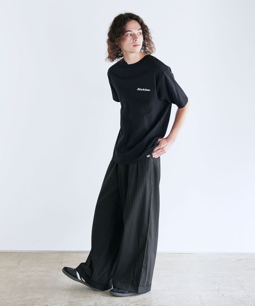 45R 天竺コットン クルーネック チビTシャツ R刺繍 ブラック サイズ3 Dickies（ディッキーズ） tシャツ 天竺バックシンボル刺繍プリント