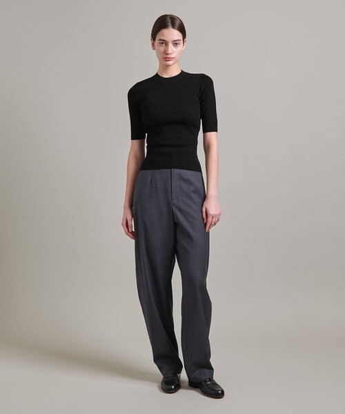 ニット セーター 「LOEFF」リブ ハーフスリーブ ニット レディース LOEFF ニット セーター 「LOEFF」リブ ハーフスリーブ