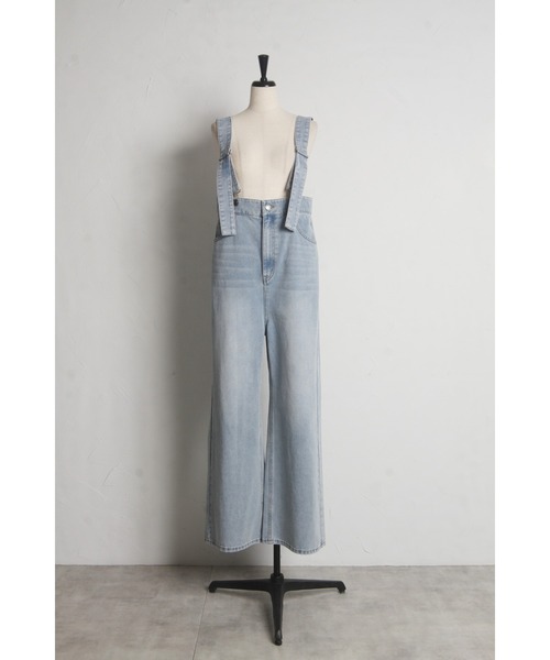 サスペンダー付き　ハイウエストワイドパンツ サスペンダー付ハイウエストワイドパンツ[品番：SPRW0004875