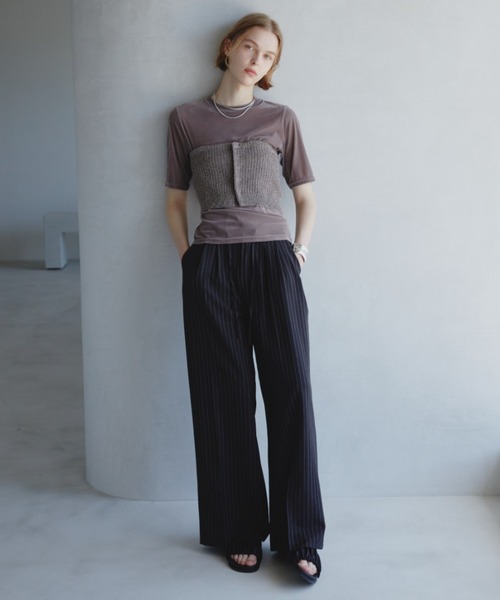 PEOPLESTYLE タックパンツ ストライプ ワイドスラックス ロング 楽天市場】ワイドパンツ メンズ ストライプ ストレッチ ガウチョ