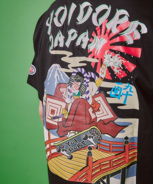 ヨイドレ 半袖Tシャツ ユニセックス YOIDORE 酔いどれ 歌舞伎スケーターTEE 漢字 ルーズシルエット トップス Tシャツ CORPUS SELECT tシャツ 「YOIDORE/酔いどれ」歌舞伎スケーター