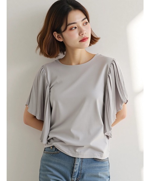 プリーツ 半袖 Tシャツ おしゃれ カジュアル 通販 プリーツ」に該当するTシャツ/カットソーファッション通販