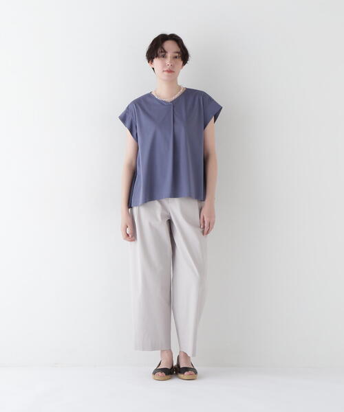 human woman パンツ 「3サイズ展開」ドビーストレッチワンタック