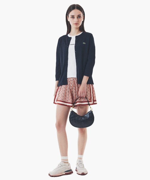 LACOSTE 「LACOSTE」 7分袖ニットカーディガン 40 オレンジ