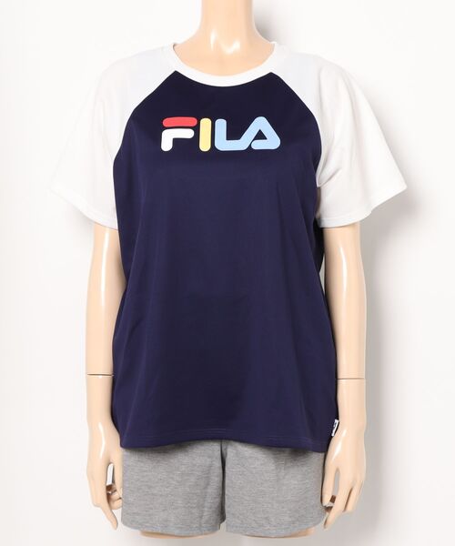 FILA プールウェアセット ネイビー Tシャツとビキニ、ラッシュガード FILA ラッシュガード 「FILA/フィラ」レディースロゴTシャツ付き