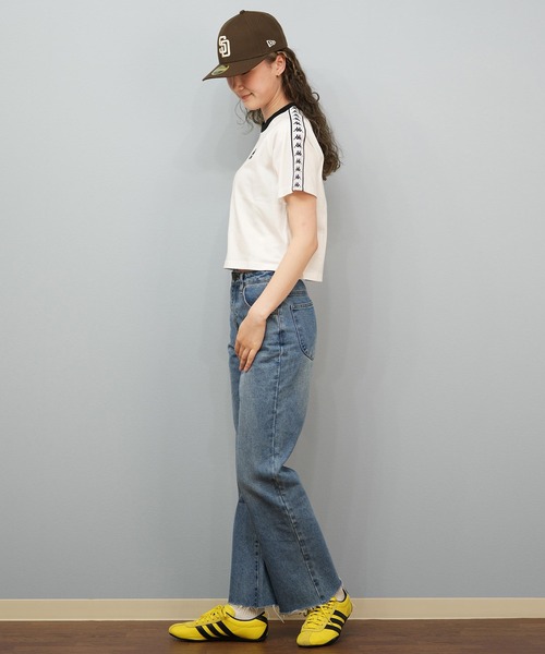 Kappa カッパ 半袖 Tシャツ レディース リンガーTシャツ クロップド丈 ショート丈 ロゴ 215938 Kappa カッパ 半袖 Tシャツ レディース リンガーTシャツ