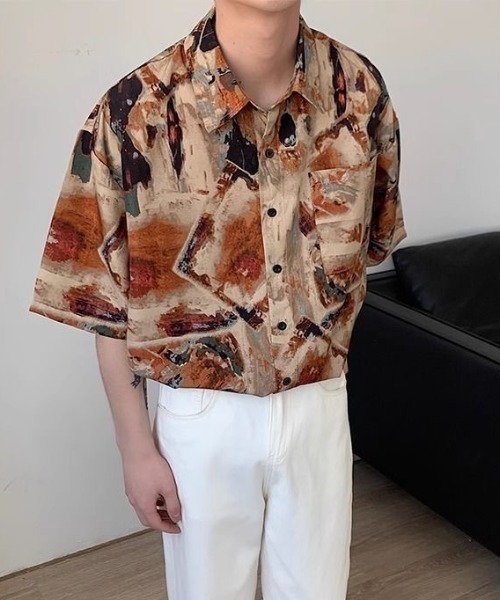 FreeZone シャツ オーバーサイズ オープンカラー シャツ メンズ