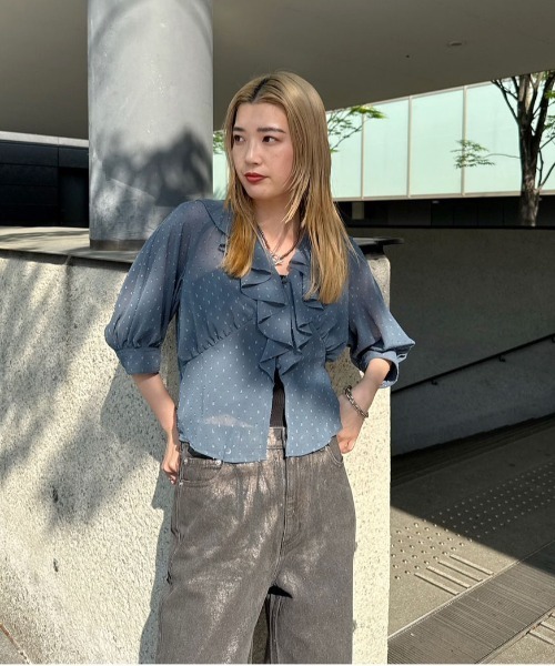 Ameri（アメリ） ブラウス シャツ MEDI DECALCOMANIA CHIFFON BLOUSE 