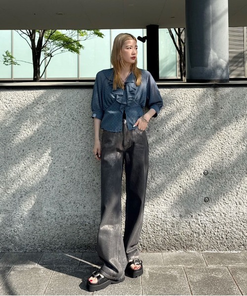 Ameri（アメリ） ブラウス シャツ MEDI DECALCOMANIA CHIFFON BLOUSE 