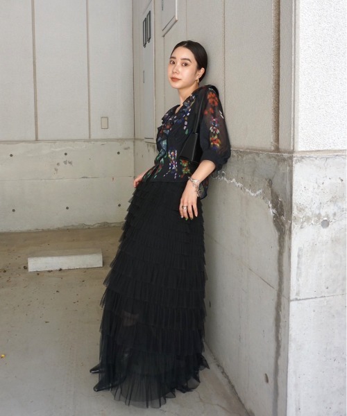 Ameri（アメリ） ブラウス シャツ MEDI DECALCOMANIA CHIFFON BLOUSE