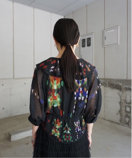 Ameri（アメリ） ブラウス シャツ MEDI DECALCOMANIA CHIFFON BLOUSE 