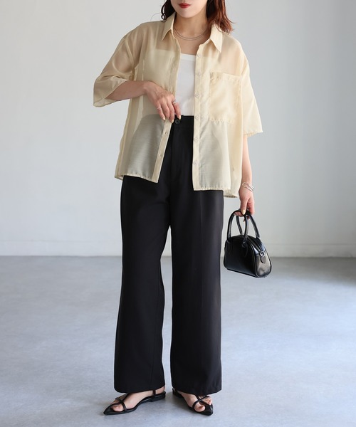 「Riberry」 半袖ブラウス MEDIUM ブラック レディース Riberry 「Riberry」 半袖ブラウス MEDIUM ブラック レディース