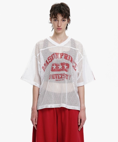 tシャツ T-BEADS NECKLACE レディース メンズ MASONPRINCE tシャツ Vネック ナンバリング メッシュTシャツ
