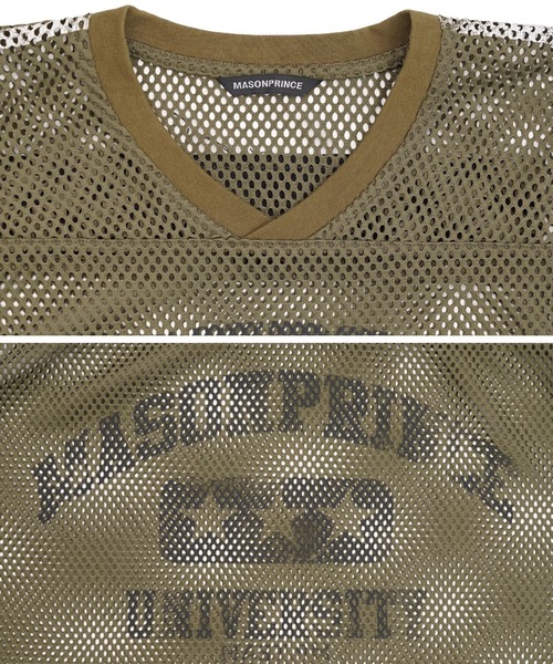MASONPRINCE ナンバープリント スポーツレーシング 綿 Ｔシャツ MASONPRINCE tシャツ Vネック ナンバリング メッシュTシャツ